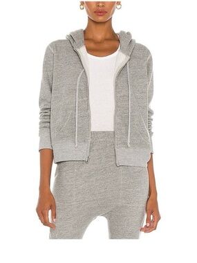 Nili Lotan 'Callie' grey cotton zip-up hoodie.